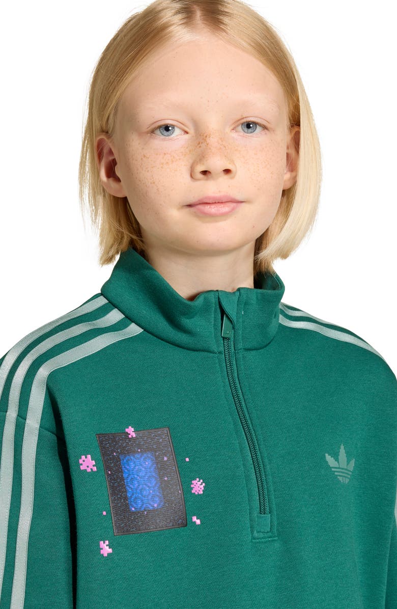 adidas Originals Kids' Minecraft Half Zip Sweatshirt, Alternate, color, Collegiate Green