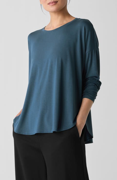 Crewneck Boxy Stretch Jersey Top
