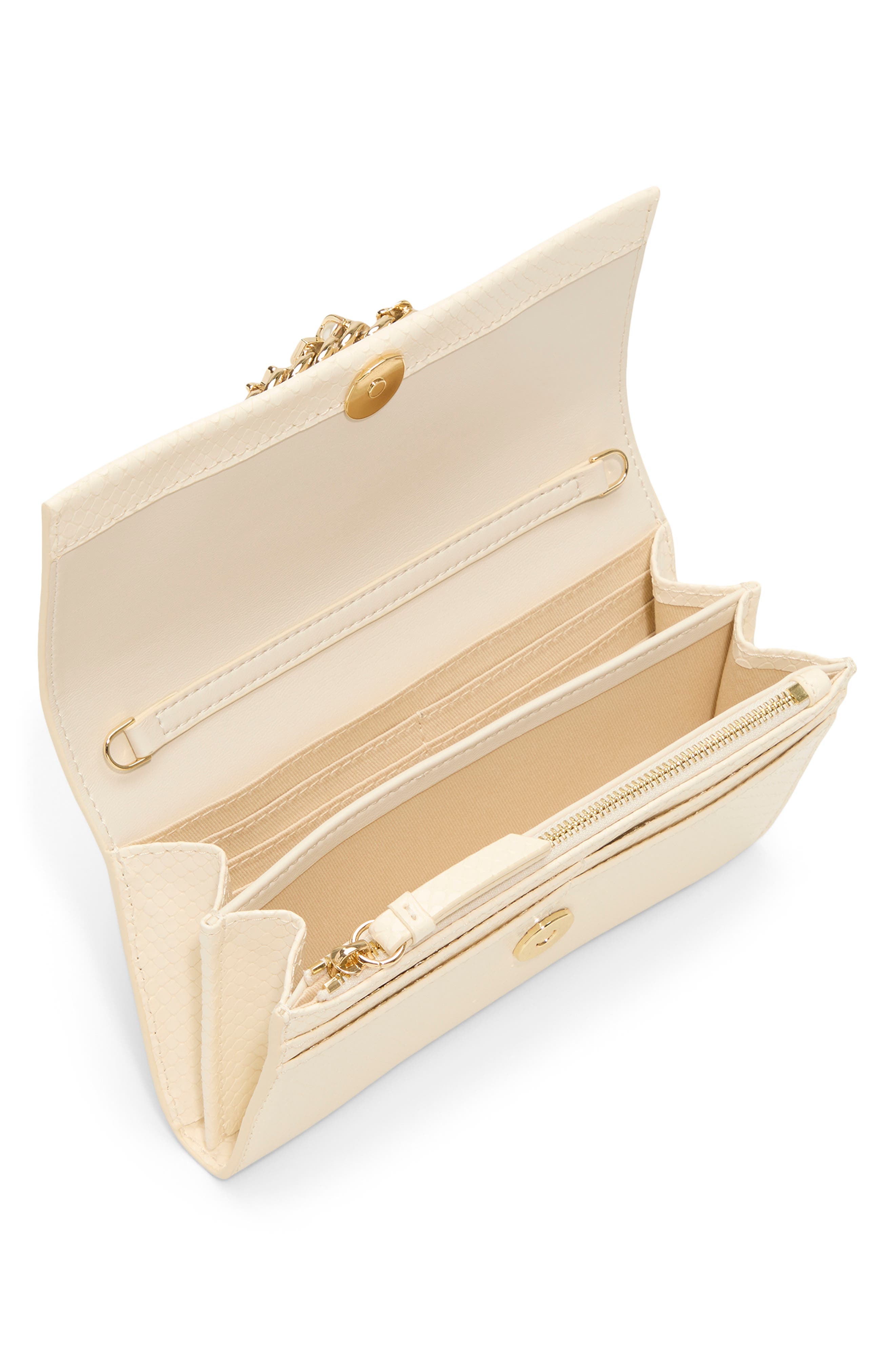 Ted Baker London Evie Charm Leather Clutch, Alternate, color, Textured White/ Bone