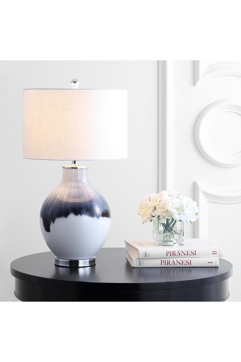 Mia Glass/Metal LED Table Lamp, Alternate, color, Blue/White