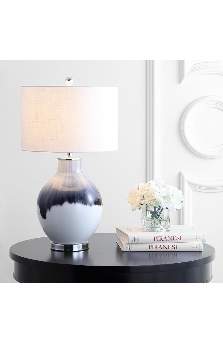 JONATHAN Y Mia Glass/Metal LED Table Lamp, Alternate, color, Blue/White