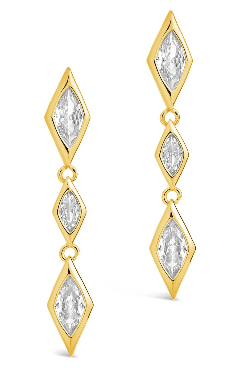 Sterling Forever Lissie Cubic Zirconia Linear Drop Earrings, Alternate, color, Gold