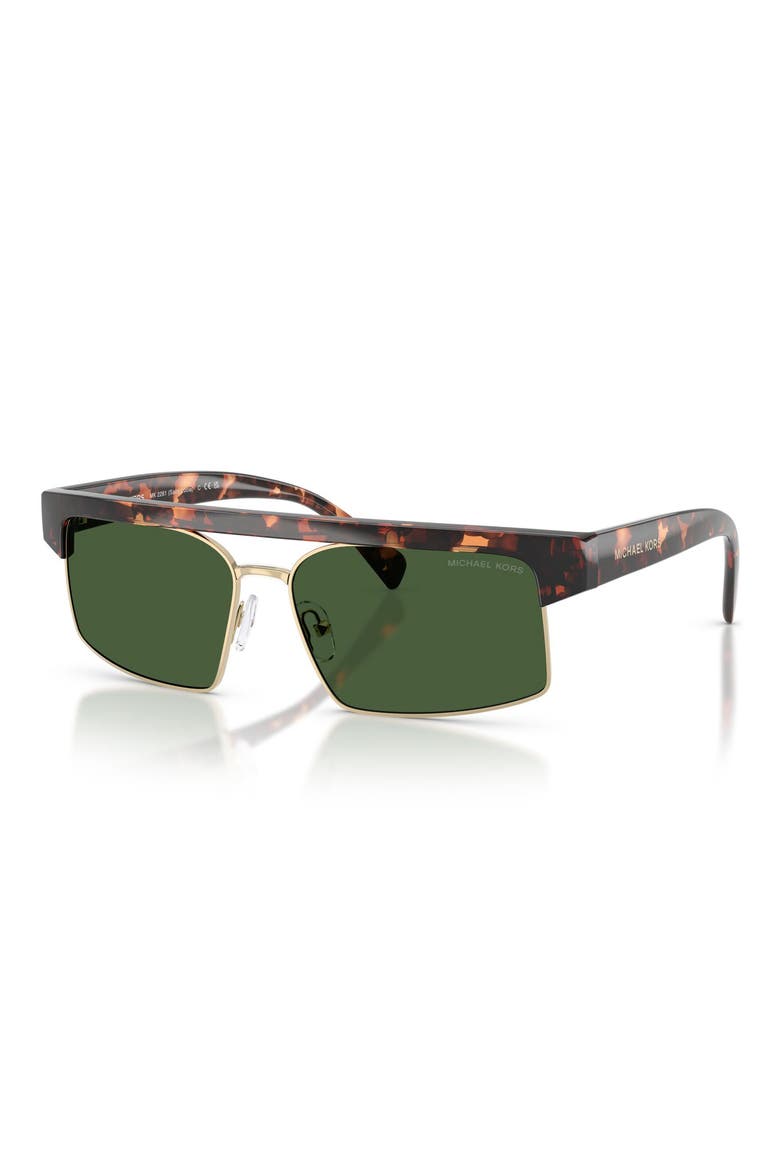 Saint Lucia 59mm Rectangular Sunglasses, Alternate, color, DARK TORTOISE / GREEN