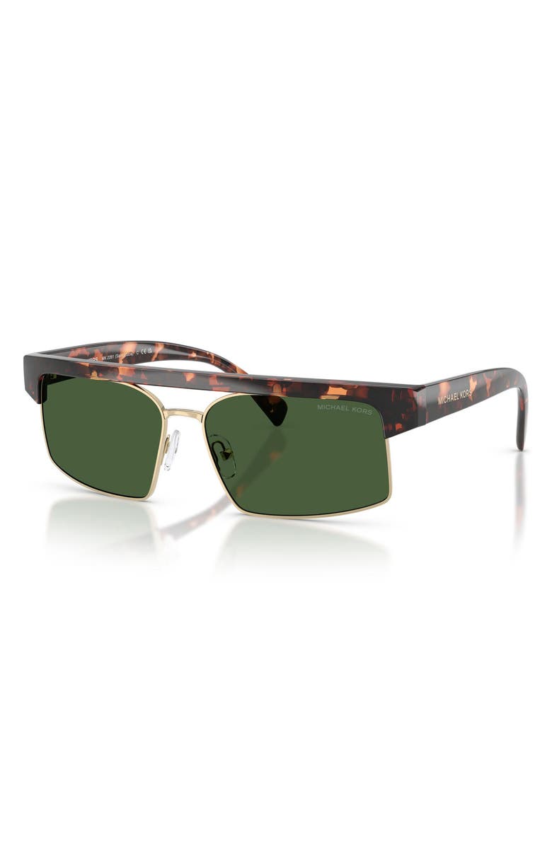 Michael Kors Saint Lucia 59mm Rectangular Sunglasses, Alternate, color, Dark Tortoise / Green