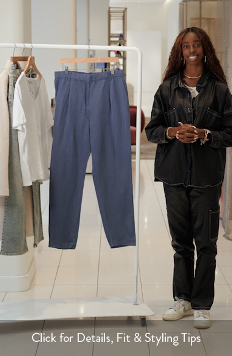 Pleated Organic Linen & Silk Ankle Pants, sales video thumbnail