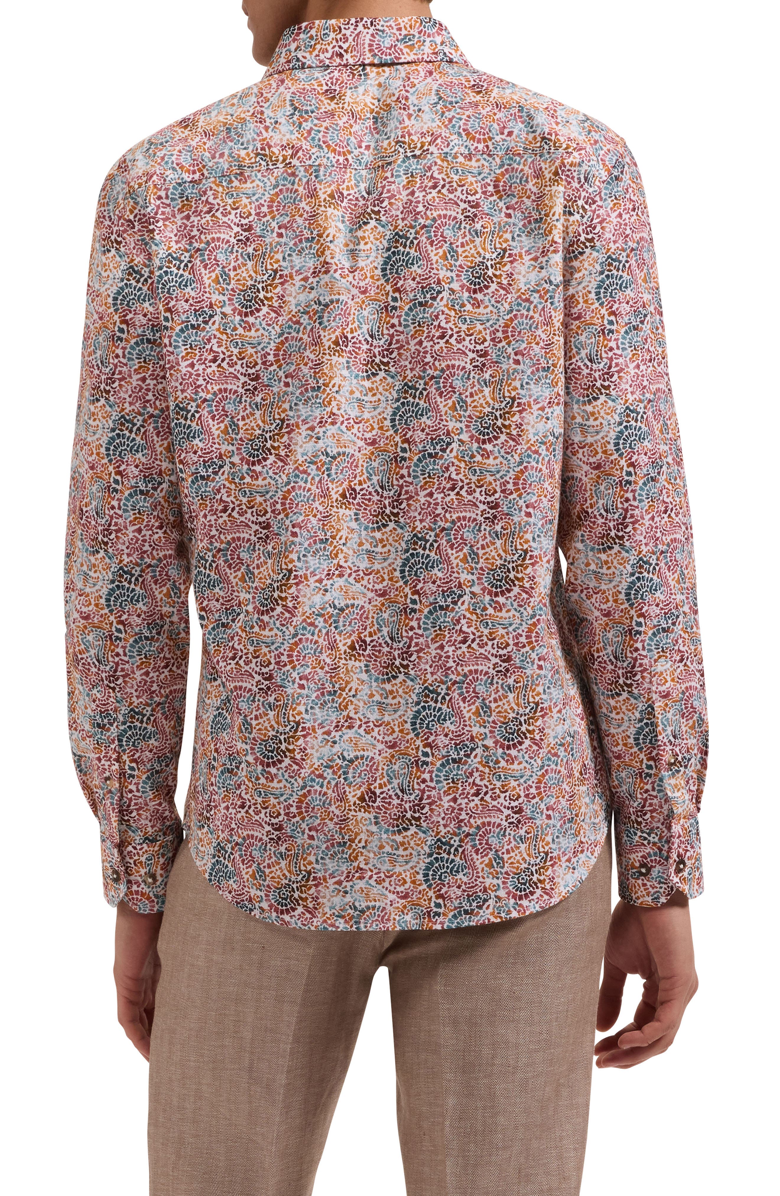 Julian Shaped Fit Paisley Cotton Button-Up Shirt - image 2