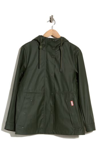 Hunter Abbey Short Rubberized Rain Jacket In  Green