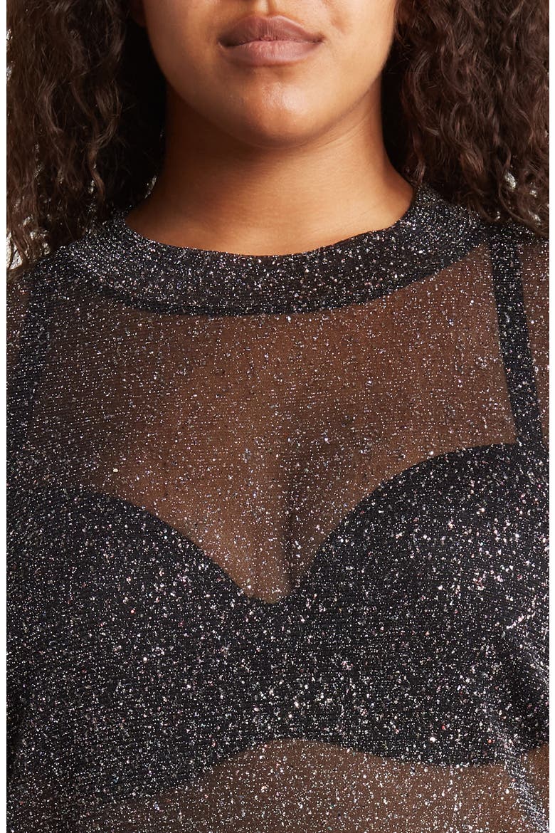 Curve Glitter Mesh T-Shirt, Alternate, color, BLACK