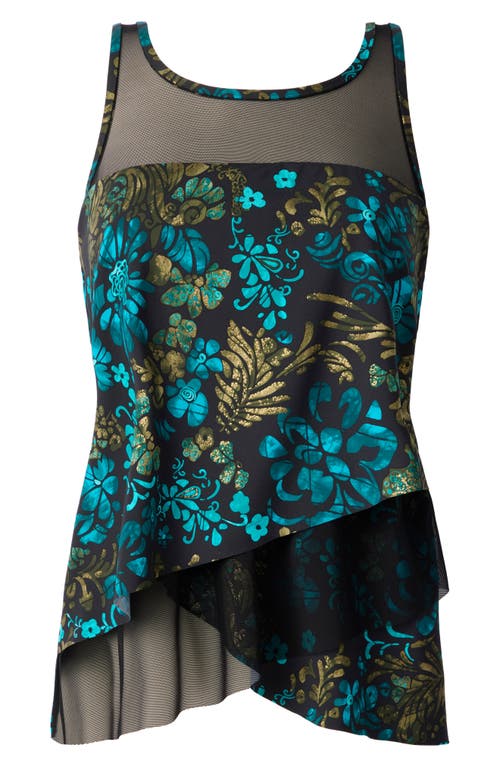 Shop Miraclesuit ® Flor De Mare Mirage Tankini Top In Black/multi