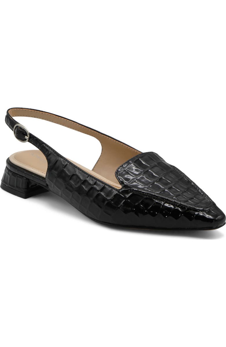 Adrienne Vittadini Rafi Slingback Flat, Main, color, Black Croc Patent