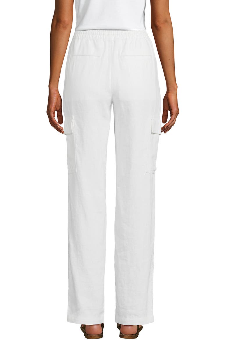 Lands' End High Rise Drawstring Linen Cargo Pants, Alternate, color, White