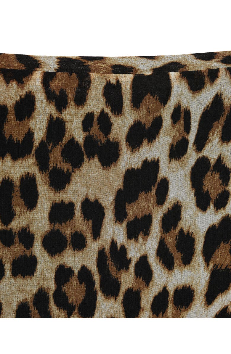 MANGO Leopard Print Mesh Midi Skirt, Alternate, color, Brown