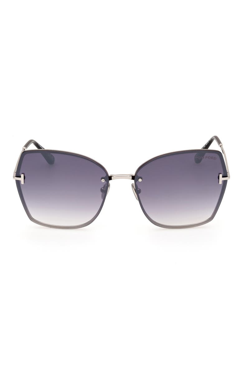 Nickie 62mm Oversize Gradient Butterfly Sunglasses, Main, color, PALLADIUM BLACK / SILVER