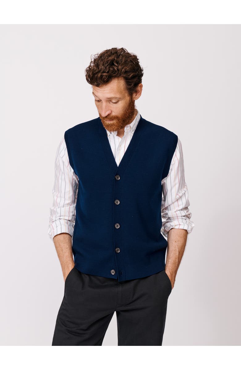 Aubin Portman 100% Wool Waistcoat, Main, color, Navy