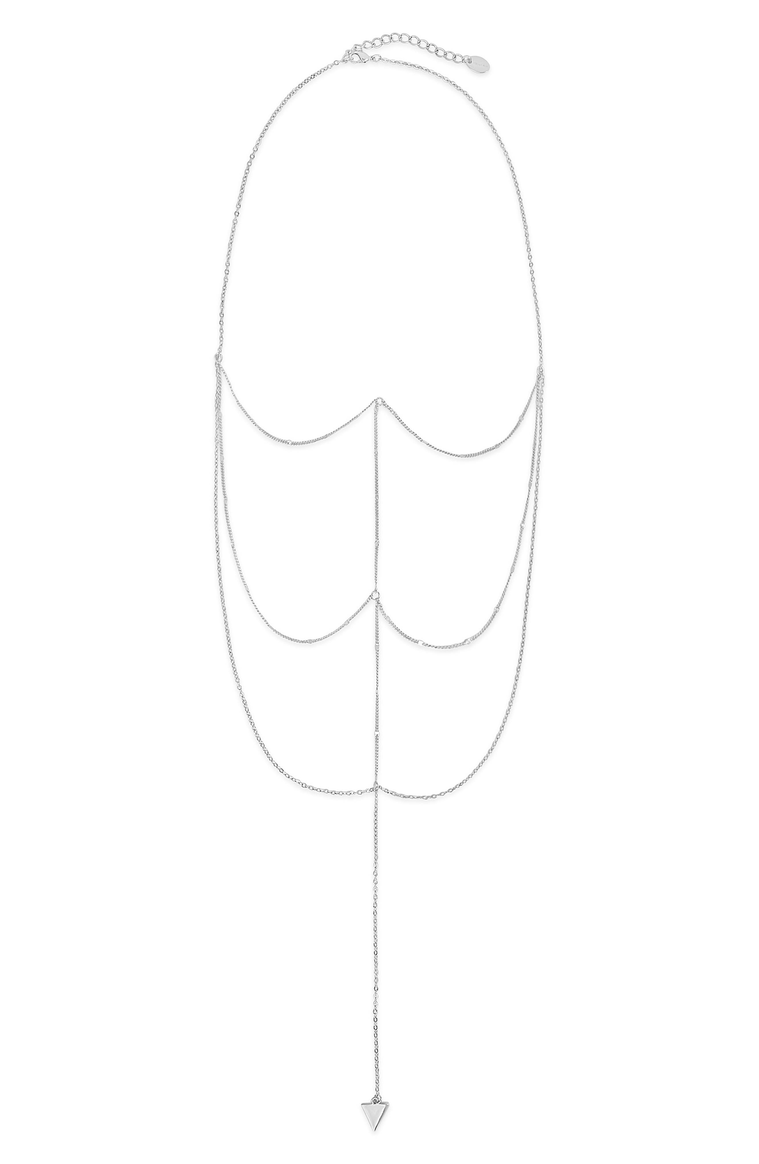 Sterling Forever Triple Layer Triangle Drop Y-Necklace
