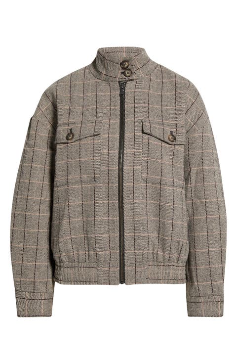 Copper Mixed Print Bomber Jacket