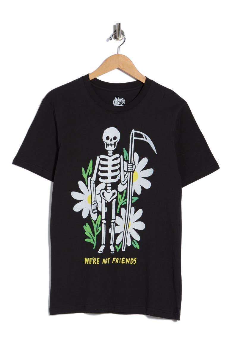 Flower Skeleton Graphic T-Shirt, Alternate, color, BLACK