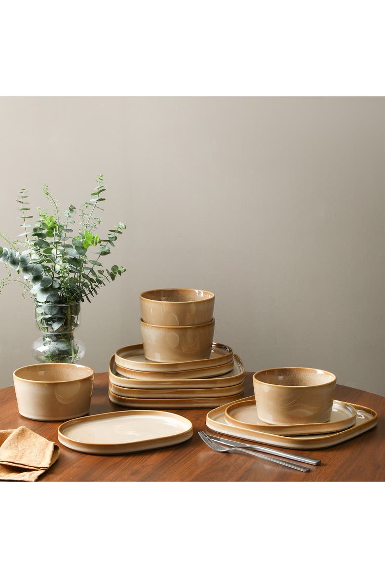 Cairo Stoneware 24-Piece Dinnerware Set, Alternate, color, Sand