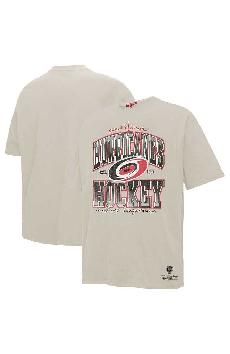 Mitchell & Ness Women's Mitchell & Ness Cream Carolina Hurricanes Dump & Chase Boyfriend T-Shirt, Main, color, Cream