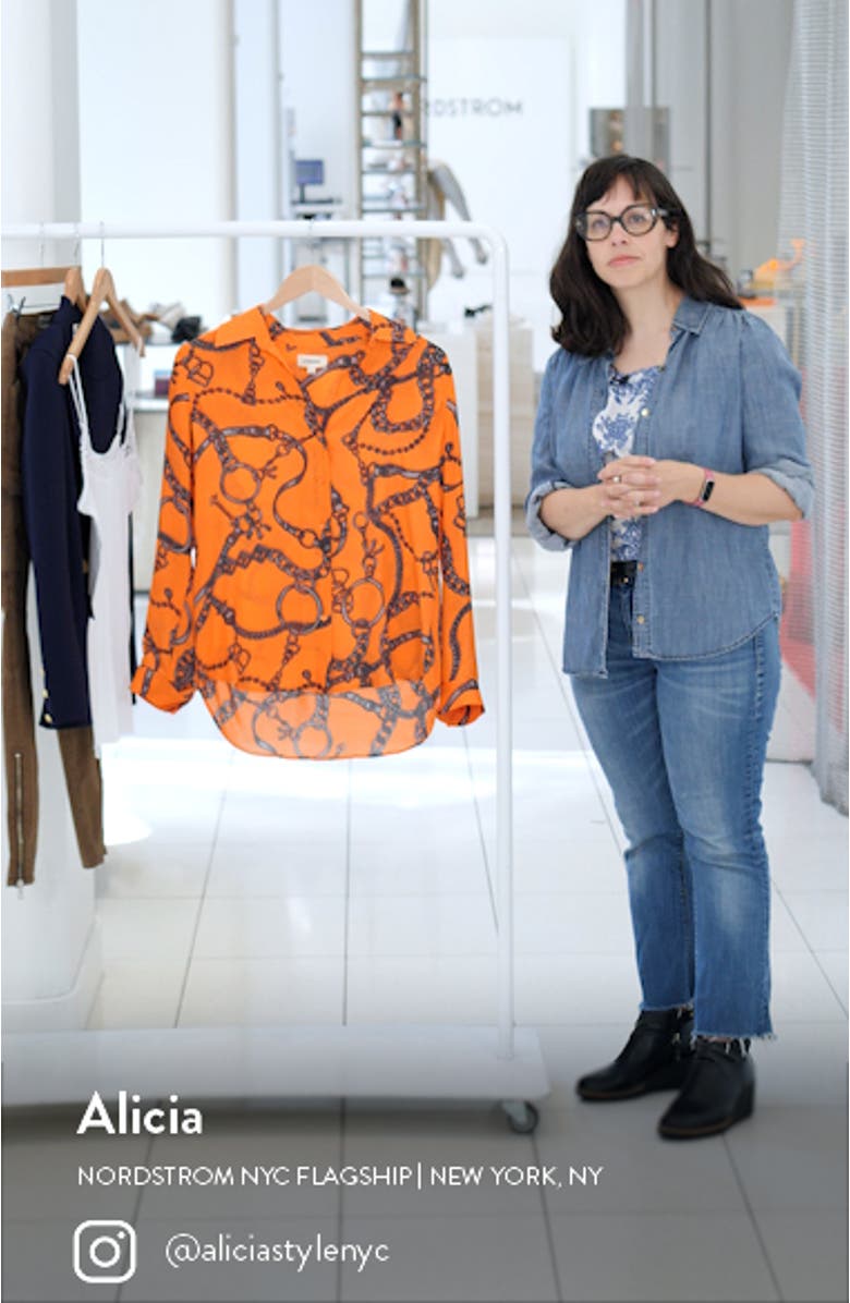 Nina Chain Print Button-Up Silk Shirt, sales video thumbnail