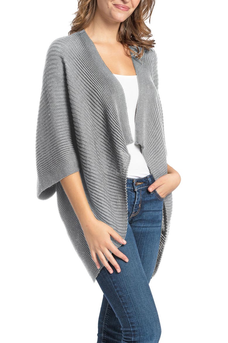 Ribbed Recycled Knit Topper, Alternate, color, GREY