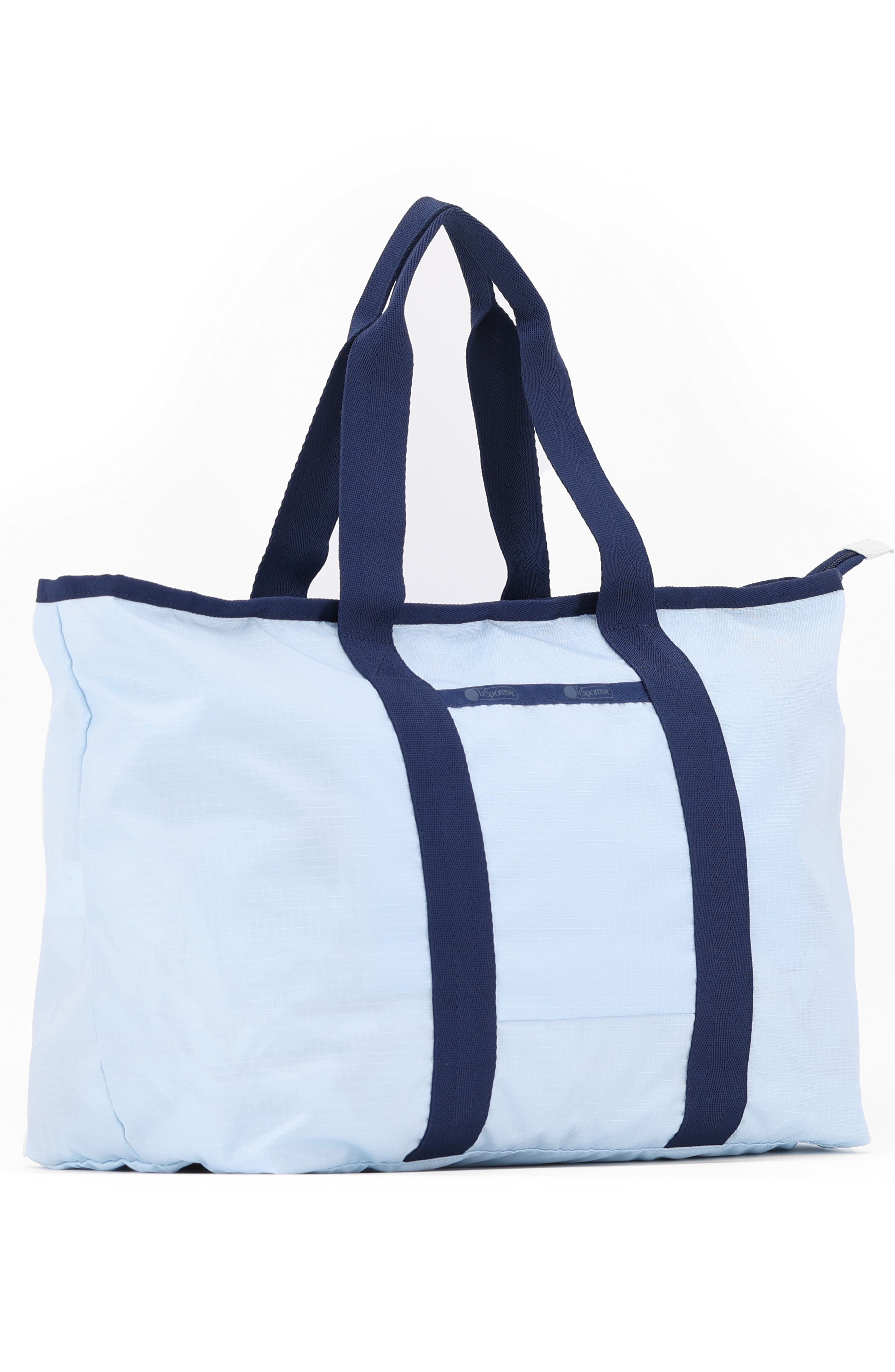 E/W Packable Tote Bag, Alternate, color, ICE BLUE/ DEEP NAVY