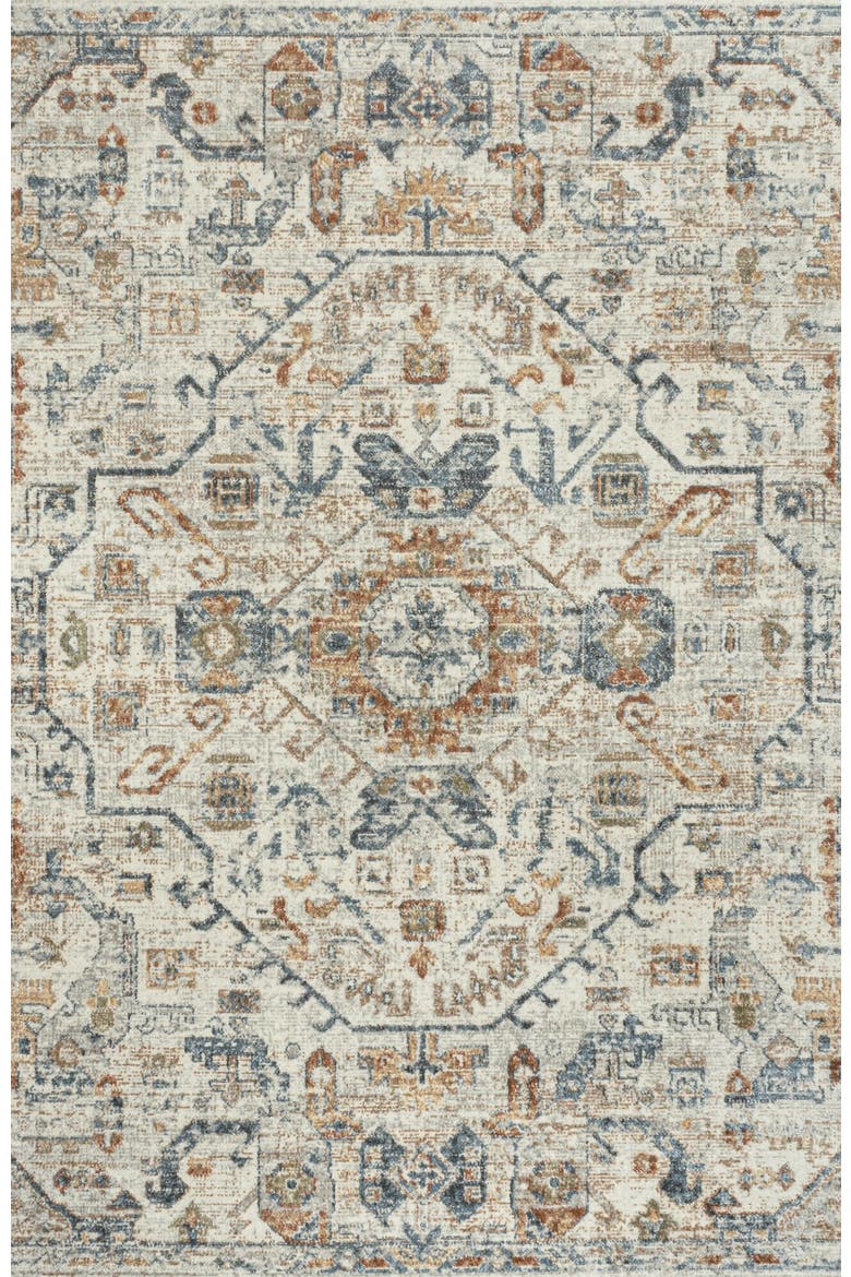 Shaemus Bohemian Medallion Low-Pile Machine-Washable Area Rug, Main, color, Cream/Terra