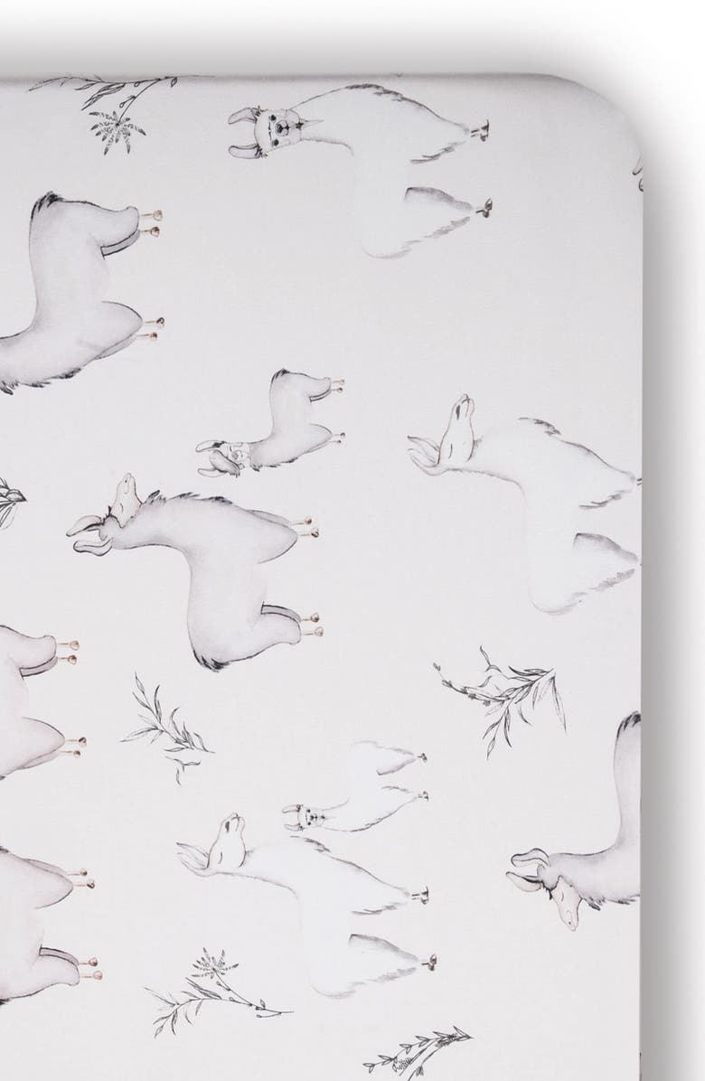 Oilo Llama Changing Pad Cover & Jersey Crib Sheet Set, Alternate, color, Neutral