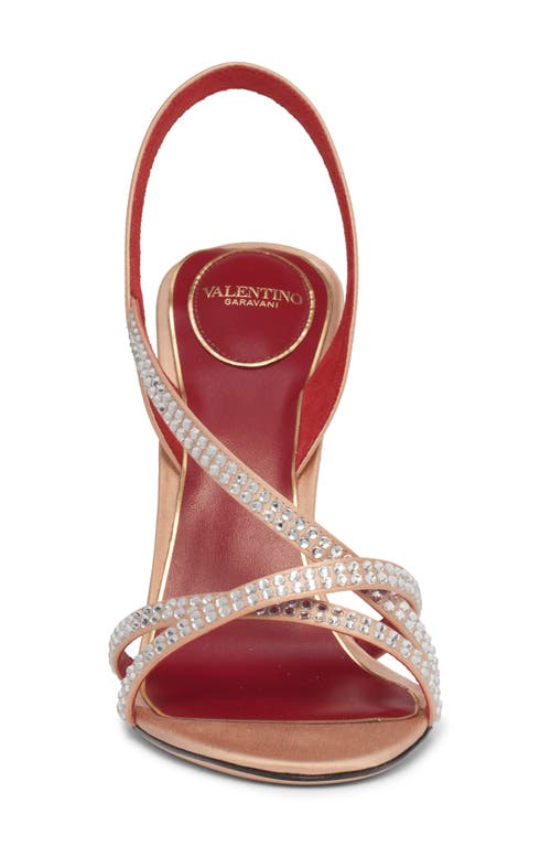 Valentino Garavani Dans Le Foyer Satin Sandal With Crystals 105mm Woman Nude 39.5 In Gold