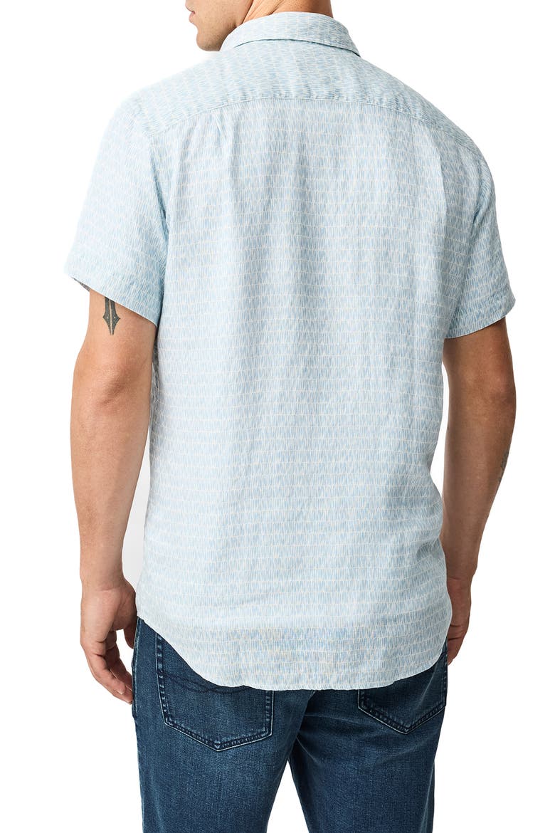 Glenene Sports Fit Microprint Short Sleeve Linen Button-Up Shirt, Alternate, color, DUSK