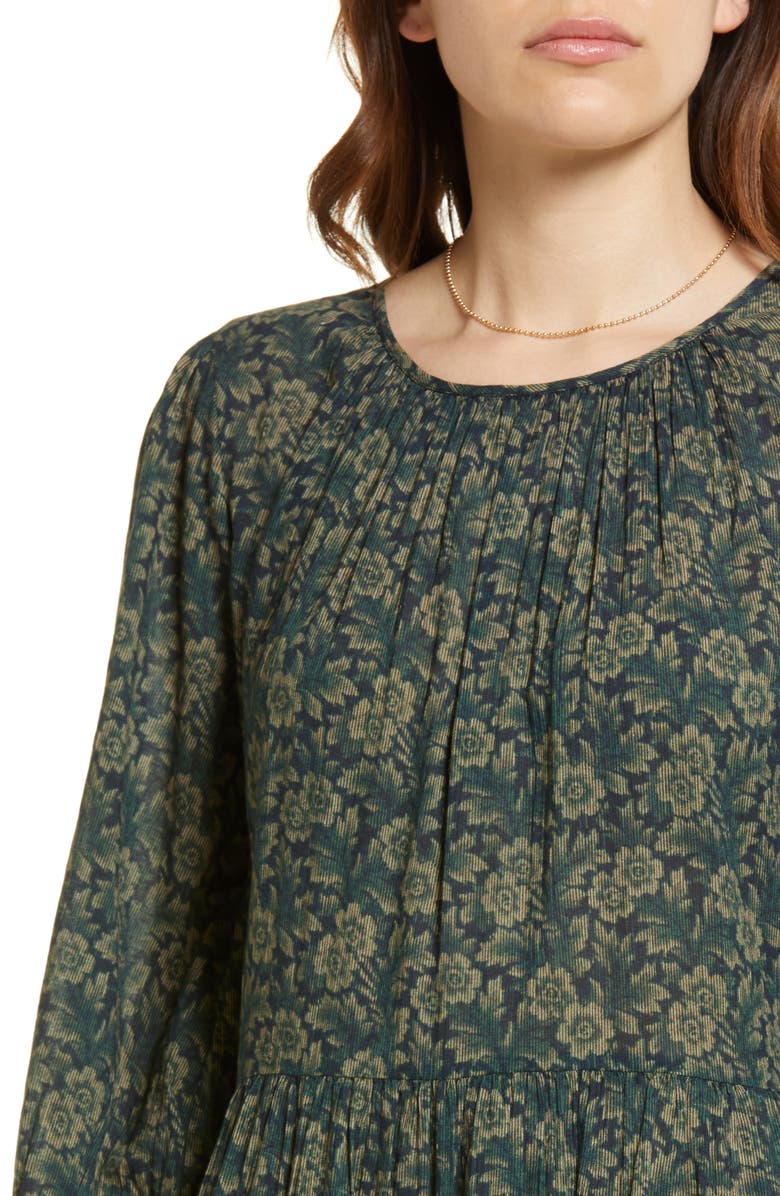 Treasure & Bond Floral Print Tiered Cotton Gauze Dress, Alternate, color, 