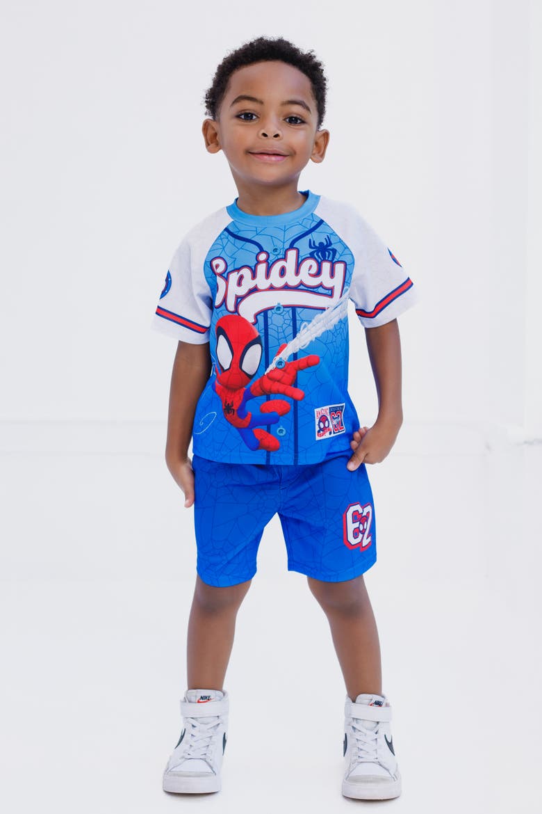 Spidey and His Amazing Friends 2-Piece Athletic Tee and Shorts Set, Alternate, color, Spidey Blue White