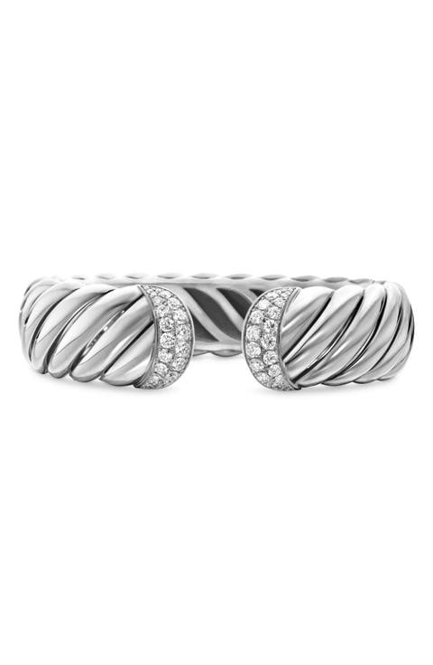 Sculpted Cable Cuff Bracelet with Pavé Diamonds