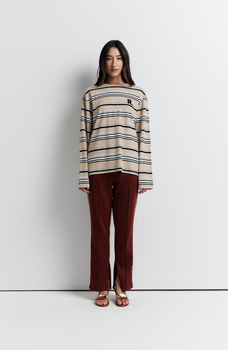 Romy the Brand Varsity Long Sleeve Tee, Main, color, Tan Stripe