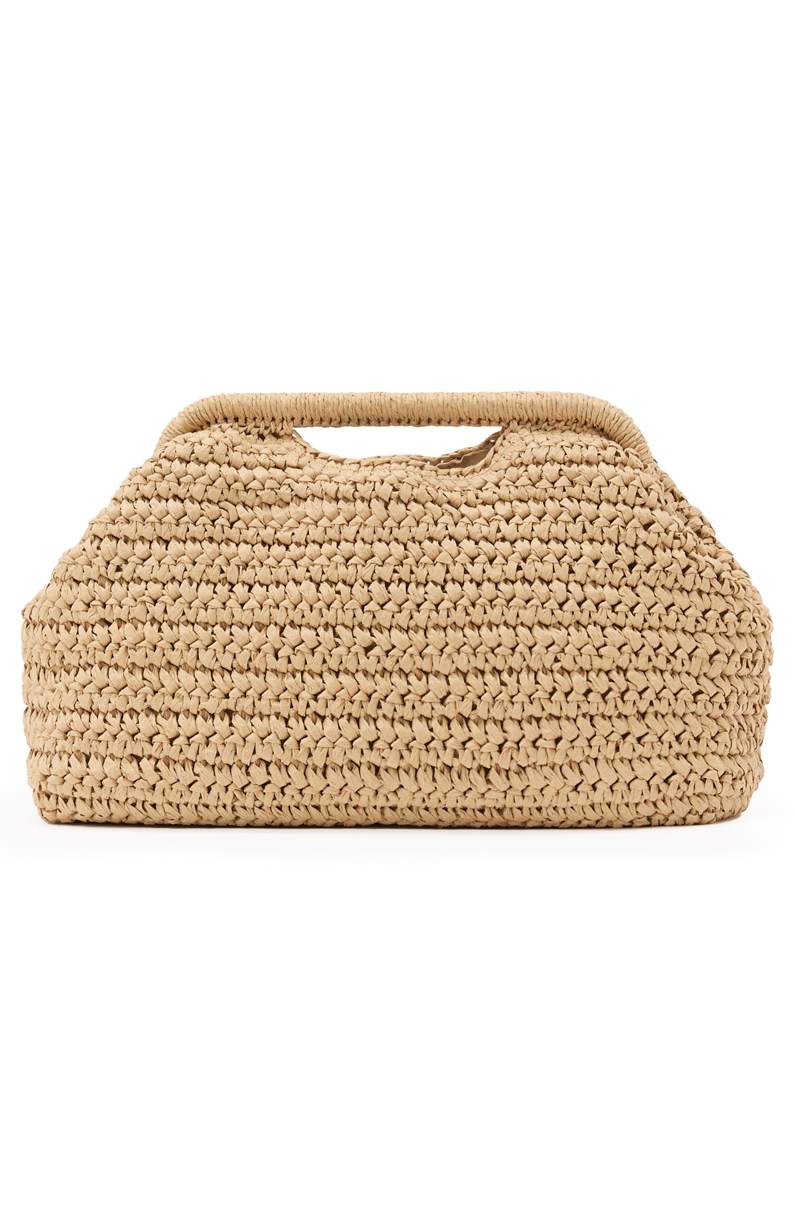 Reiss Gina Embroidered Straw Clutch, Alternate, color, Natural