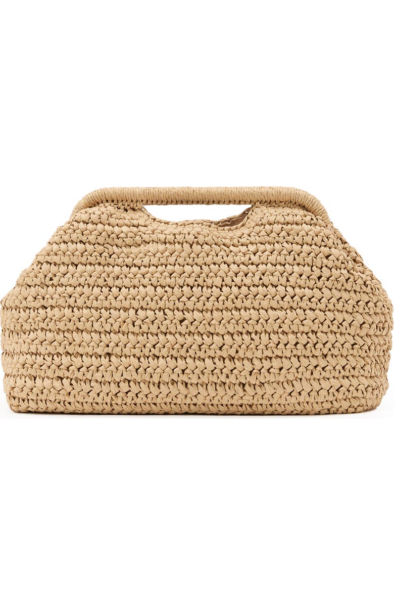 Reiss Gina Embroidered Straw Clutch, Alternate, color, Natural