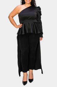 L I V D Nicolette One-Shoulder Peplum Top