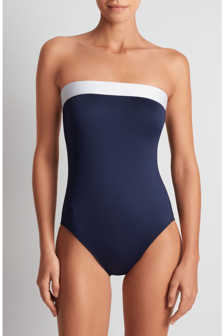 Modern Halter One-Piece Swimsuit, Main, color, DARK NAVY