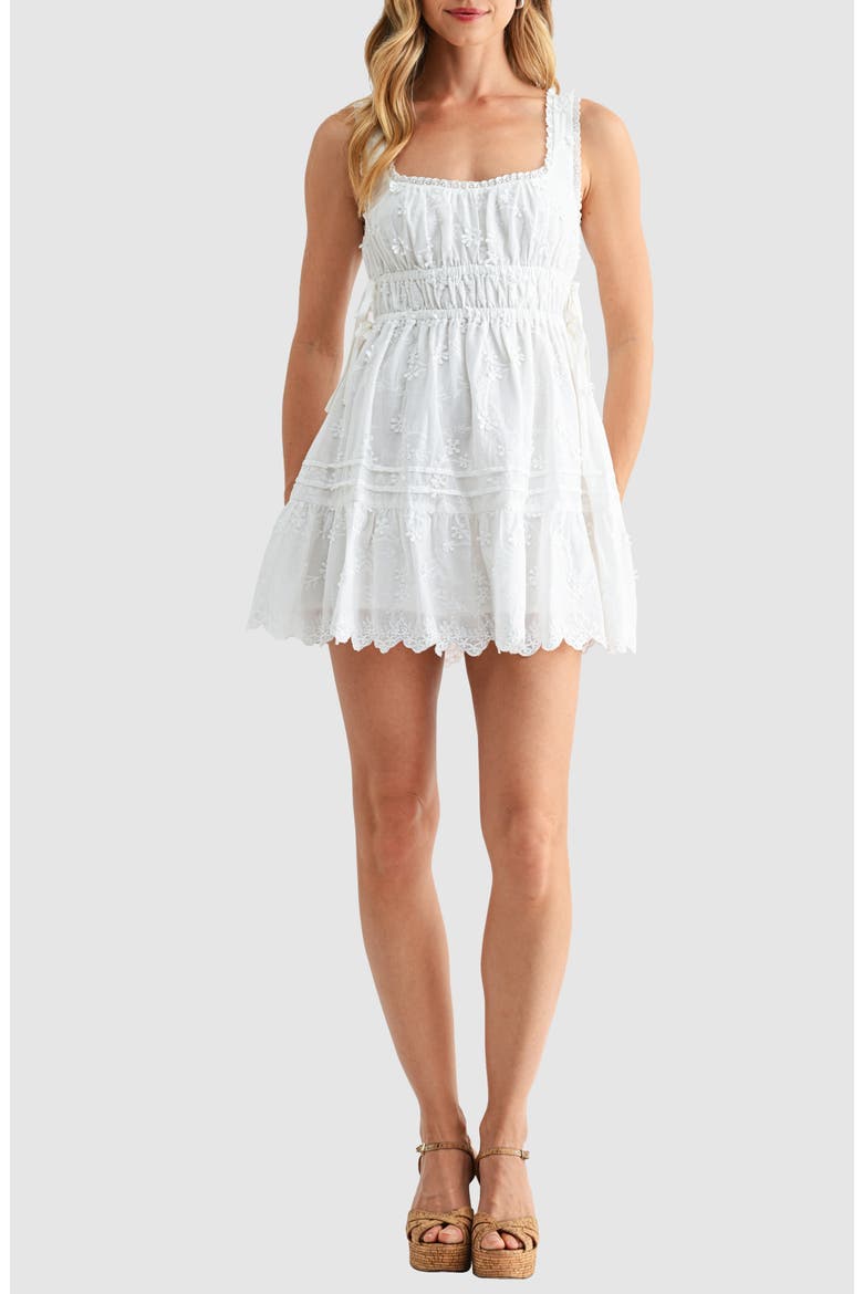 3D Floral Embroidered Minidress, Main, color, WHITE