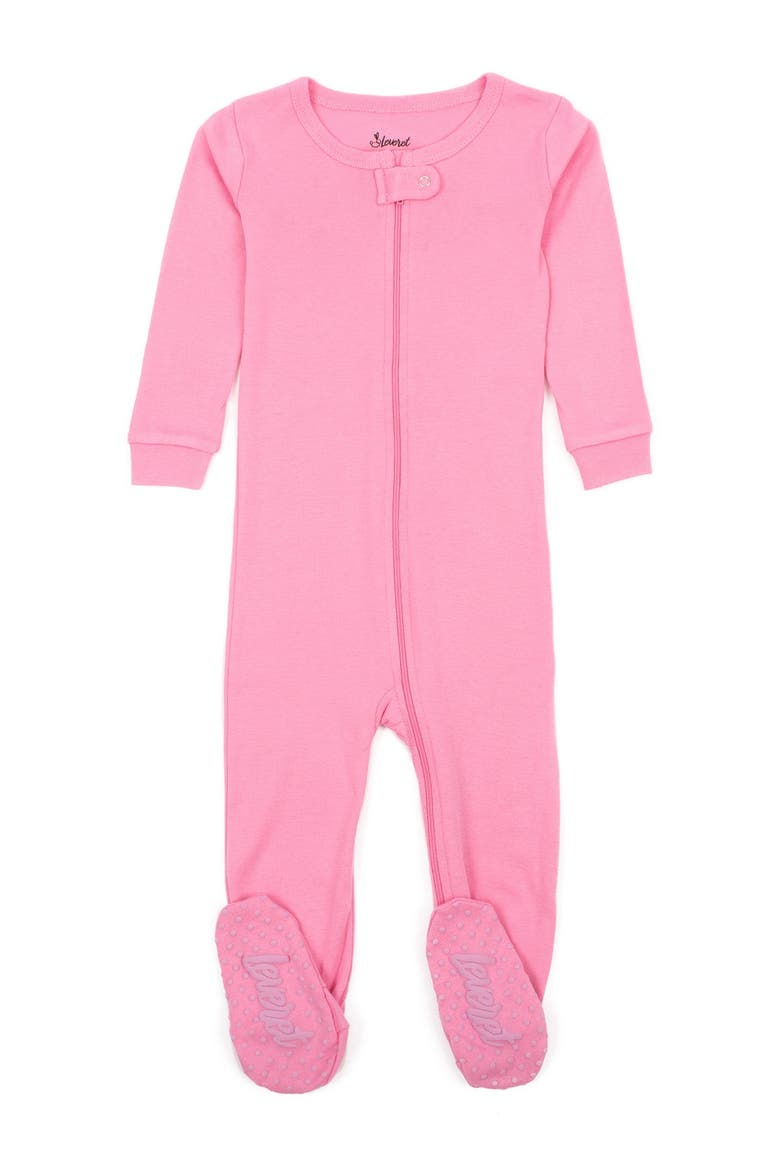 Footed Cotton Pajamas Matching Family Coordinated Solid Colors, Main, color, PINK
