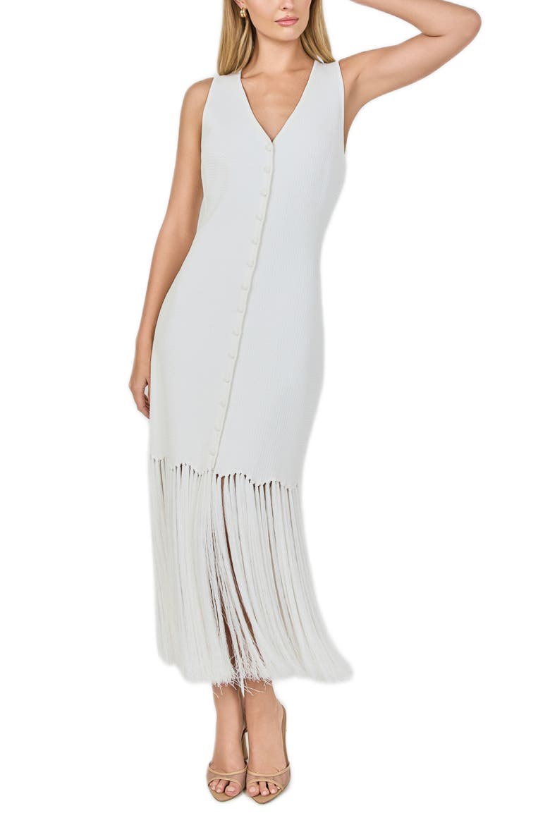 knit dress with pearl fringe Luxury Semi Mesh KNIT DRESS WITH FRINGING AND FAUX PEARL BEADS sunifty
