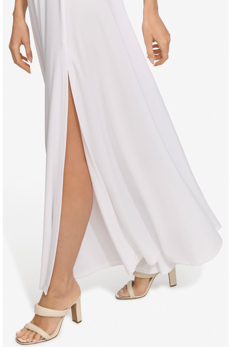 Ruched Mesh Trim Sleeveless Maxi Dress, Alternate, color, WHITE