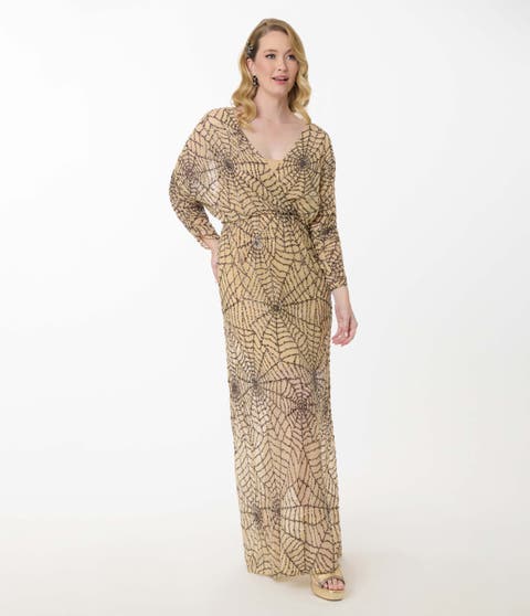 Sequin Faux Wrap Maxi Dress