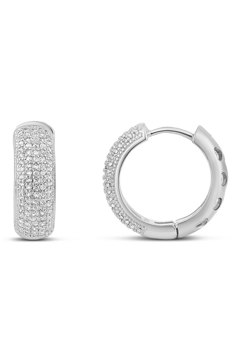 Thick Dome Pavé Hoop Earrings, Main, color, SILVER