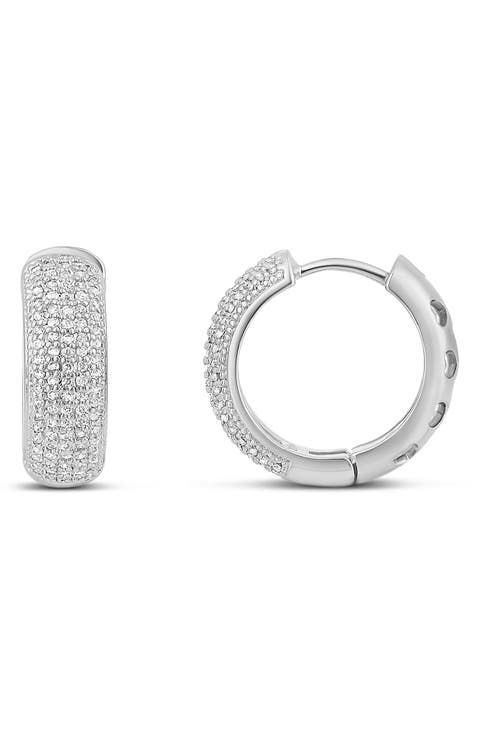 Thick Dome Pavé Hoop Earrings