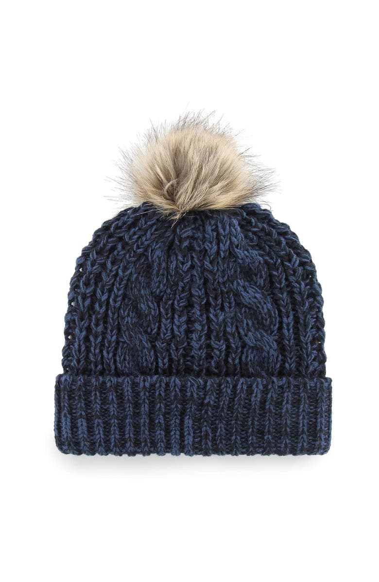 '47 Women's '47 Navy Penn State Nittany Lions Meeko Cuffed Knit Hat with Pom, Alternate, color,
