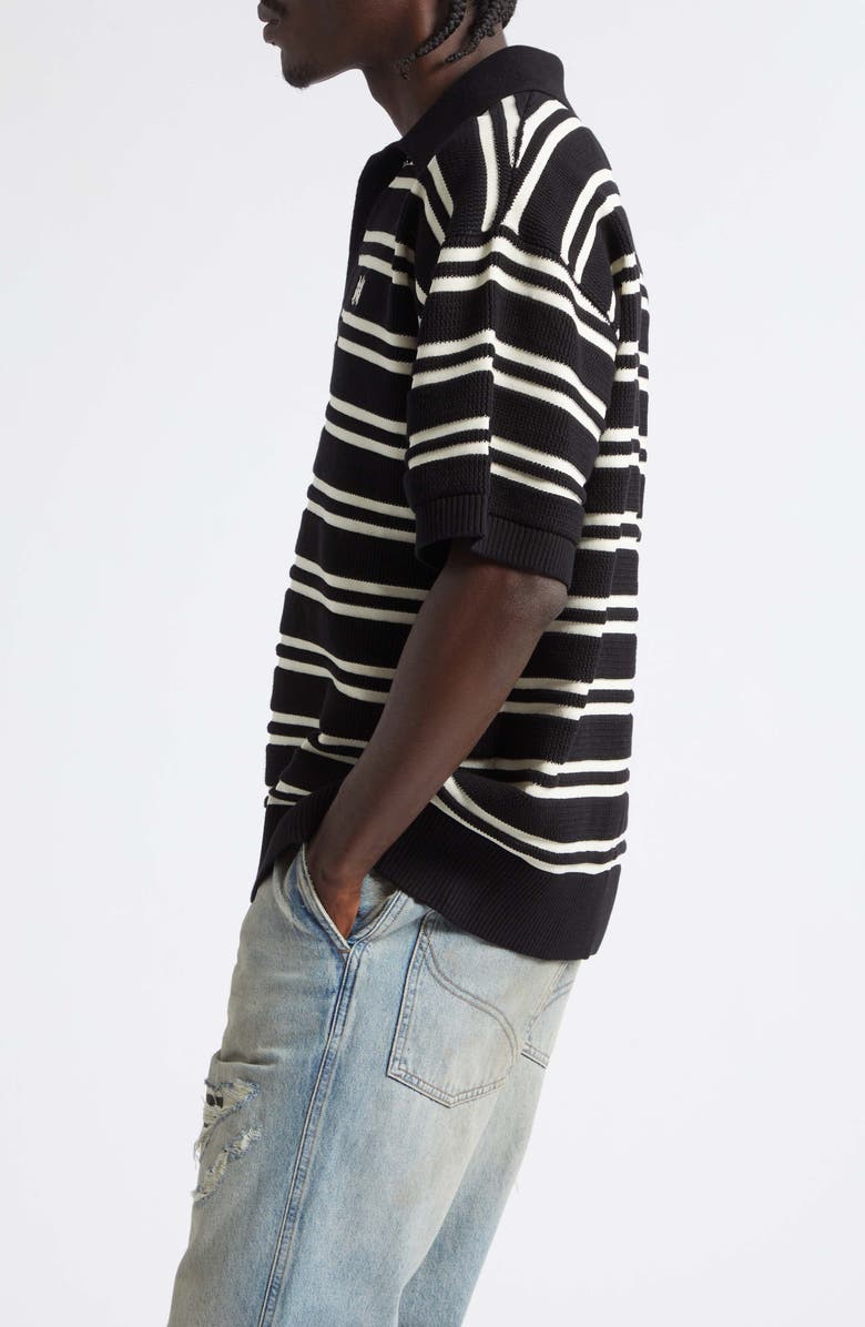 AMIRI MA Stripe Polo Sweater, Alternate, color, Black