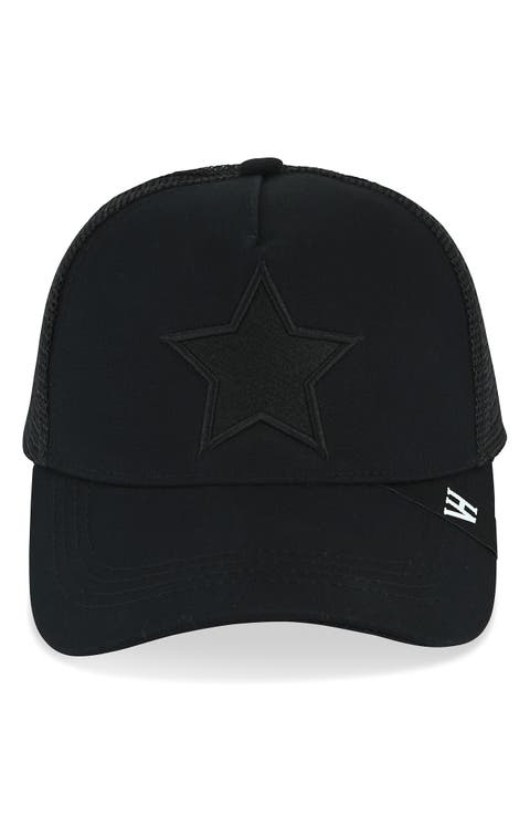 Embroidered Star Mesh Panel Trucker Hat