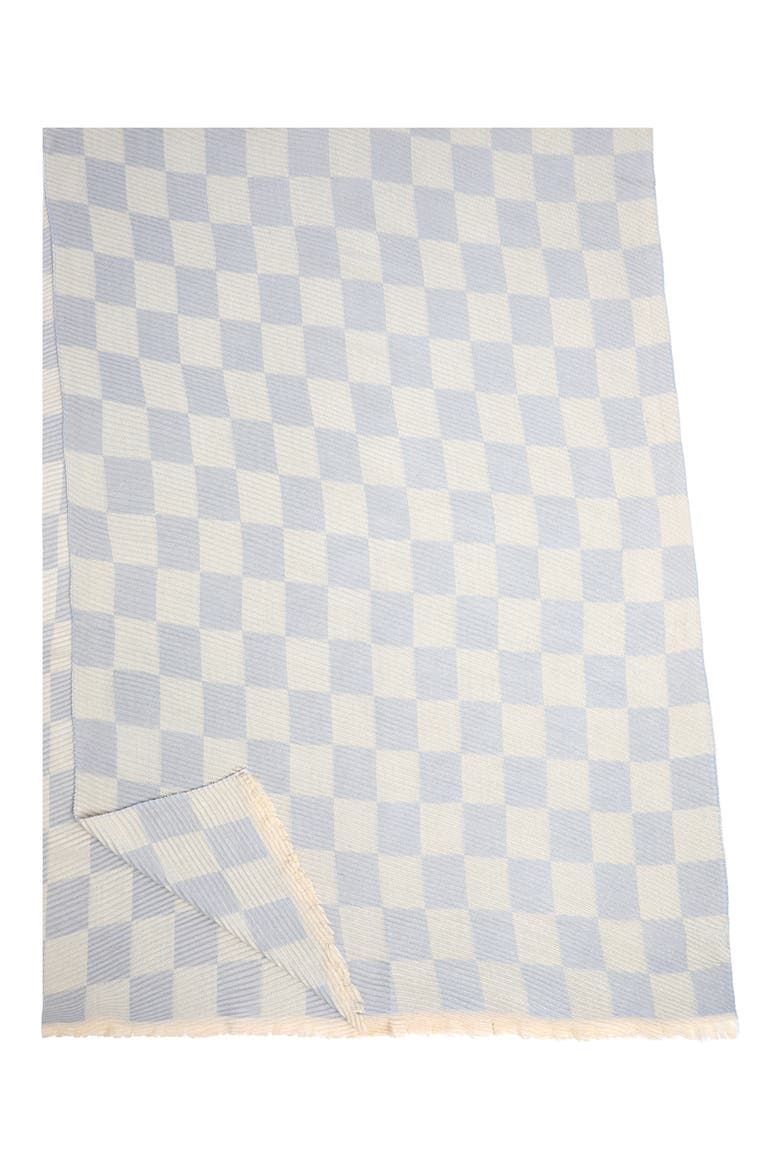 Crinkled Checkered Scarf, Alternate, color, PASTEL BUE