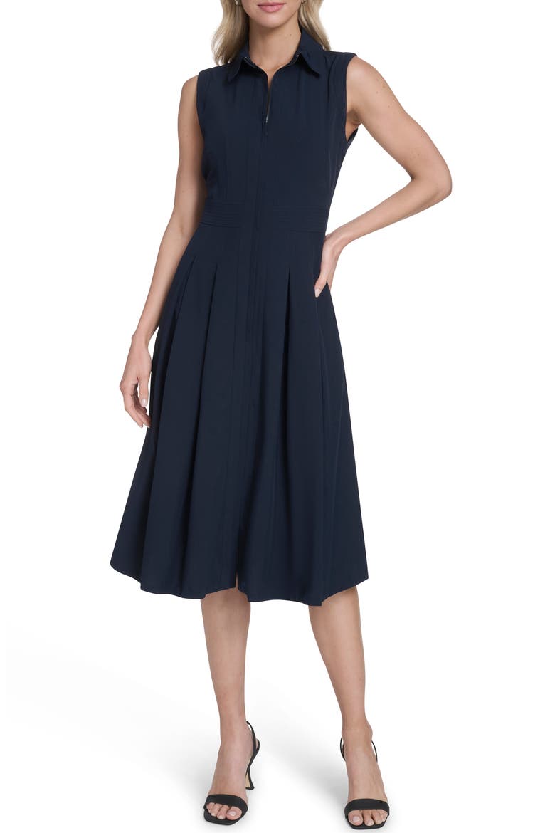Commuter Sleeveless Shirtdress, Main, color, INDIGO